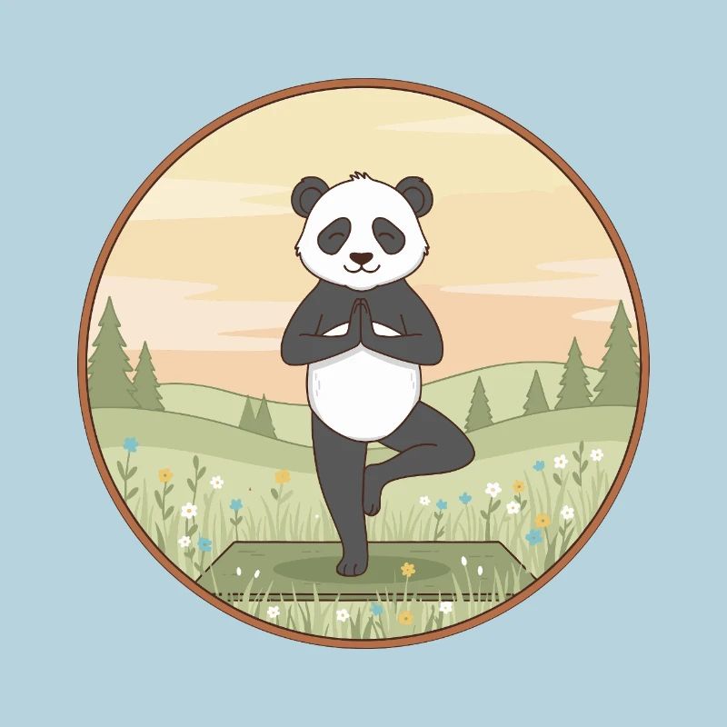 Yoga Panda Bear Doing Tree Pose Art