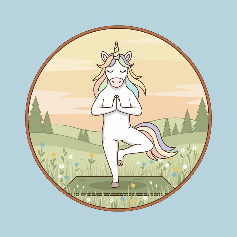 Yoga Unicorn Magical Doing Tree Pose