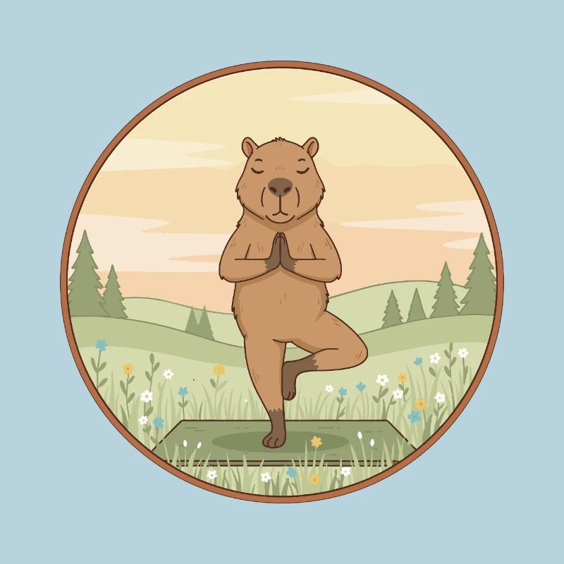 Yoga Capybara Rodent Doing Tree Pose