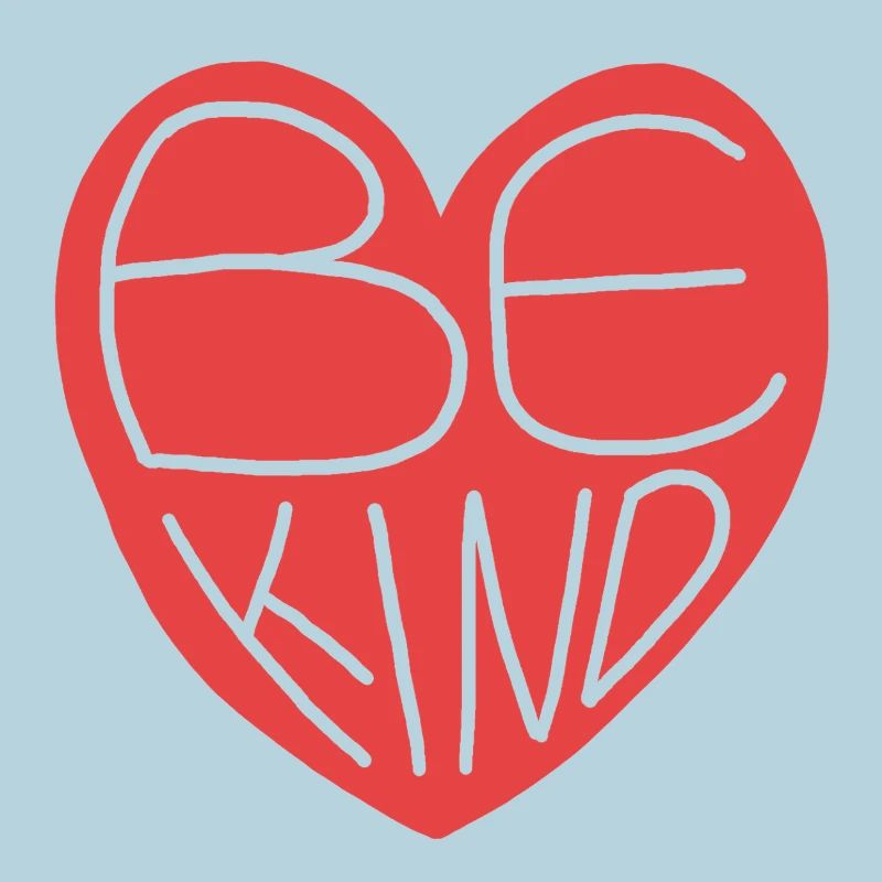 Süßes Be Kind, rotes Herz Handgezeichnetes Design