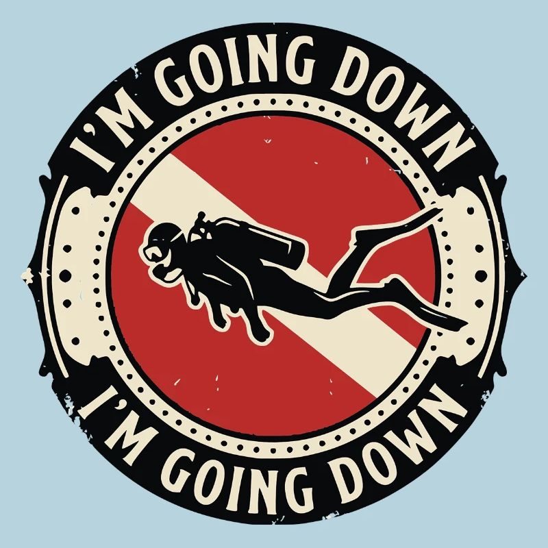 Scuba Diver Scuba Flag Going Down Retro