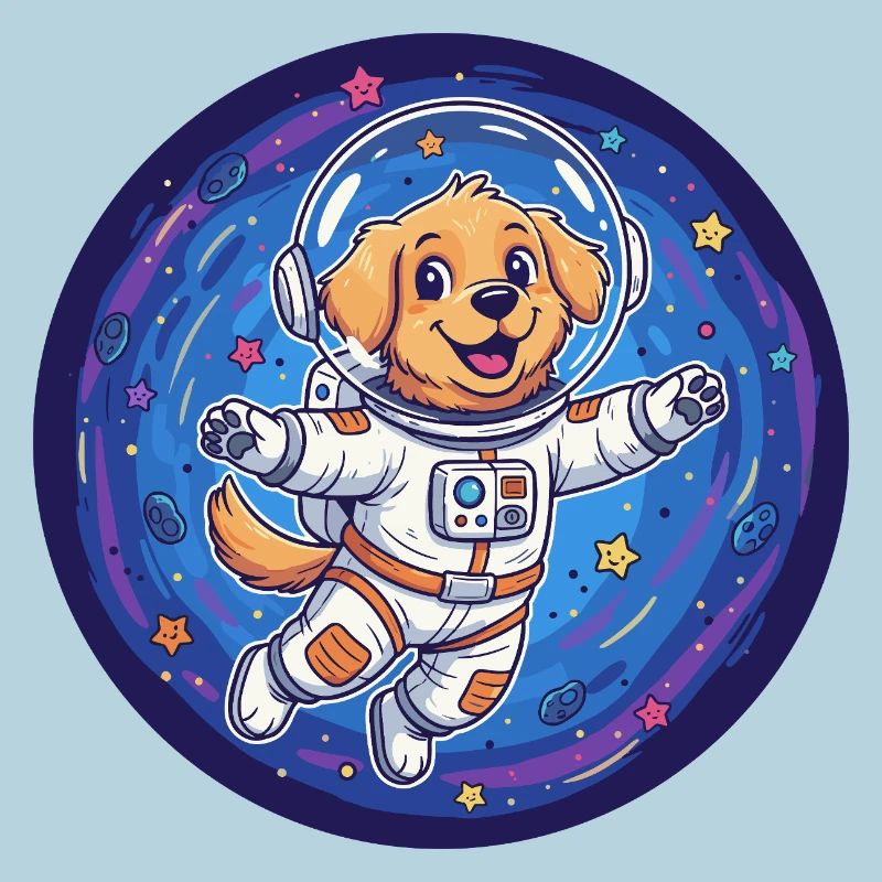 Chien de l’espace en combinaison d’astronaute