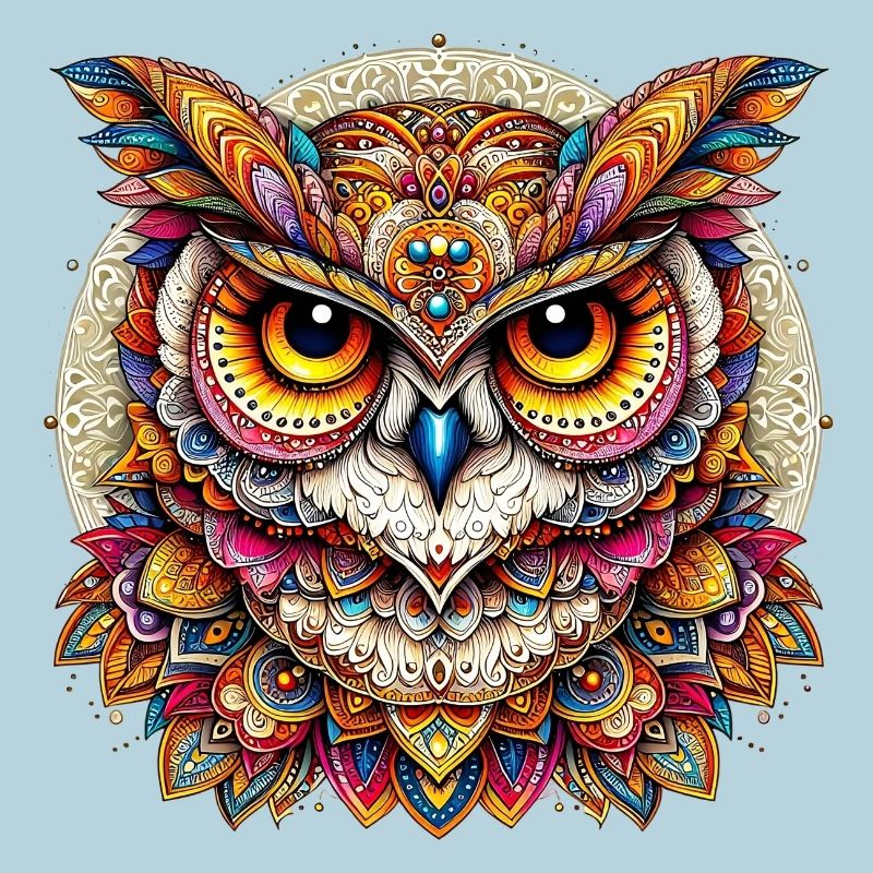 Eule mit Mandalas verziert