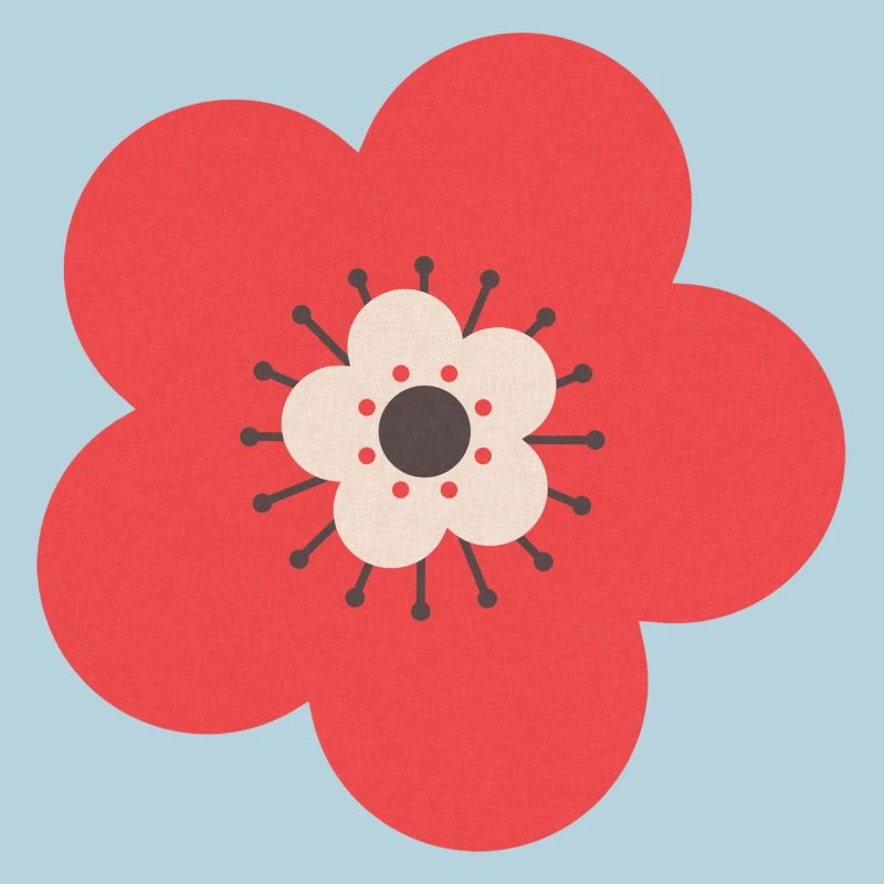 Fleur rouge et crème