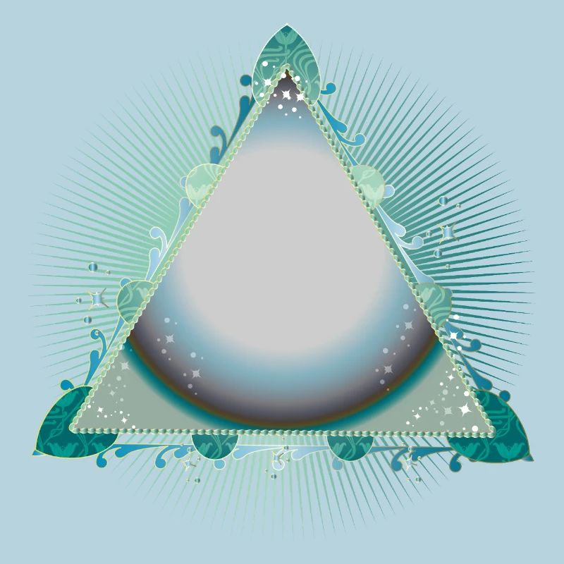 Mystical Triangle Frame in Turquoise with Ornaments