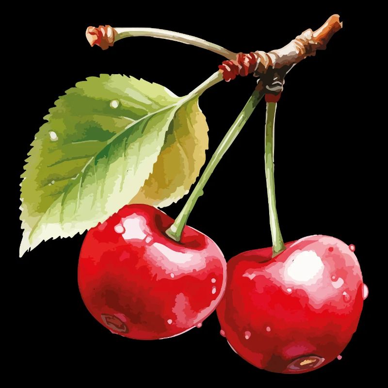 Cherries on leaves