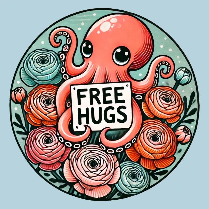 Octopus Free Hugs Round Patch