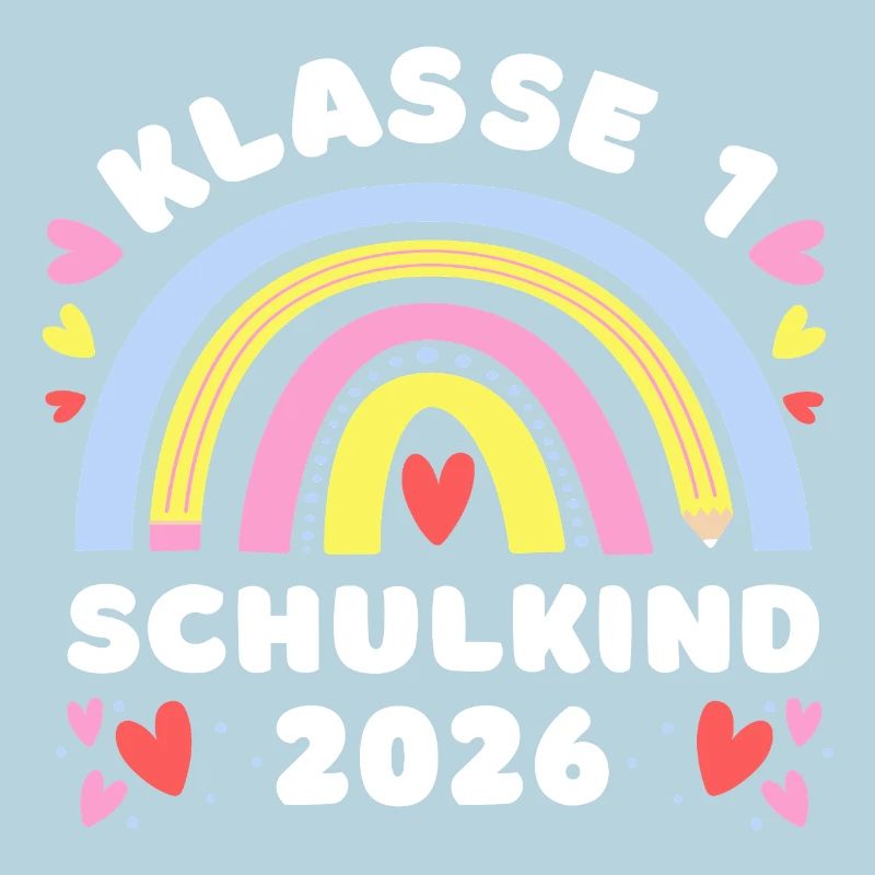 Schulkind 2026 - Regenbogen mit Stift - Klasse 1