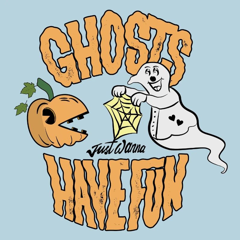 Funny ghost with pumpkin