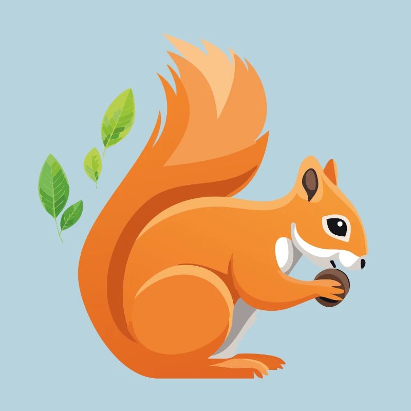 Verspielter Eichhörnchen-Print mit Blättern