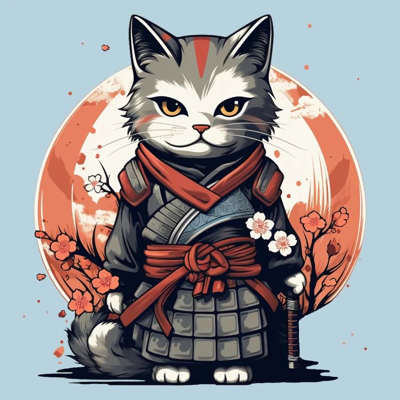 Kriegerkatze Japanische Katze Samurai Katze