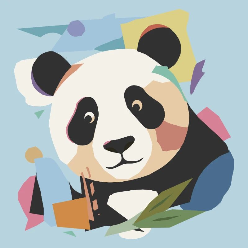 Panda heureux dans un look de collage moderne