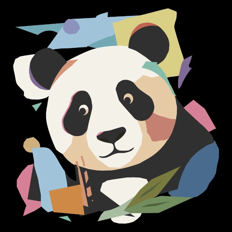 Fröhlicher Panda in moderner Collage-Optik