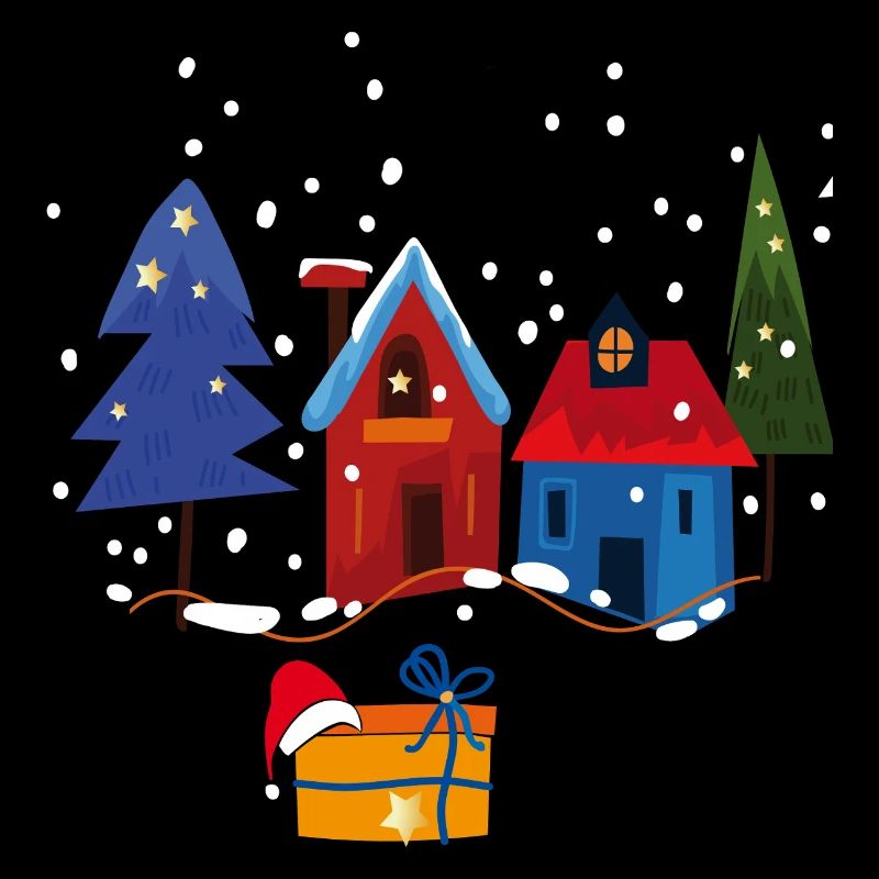 Winterliche Häuser mit Schnee