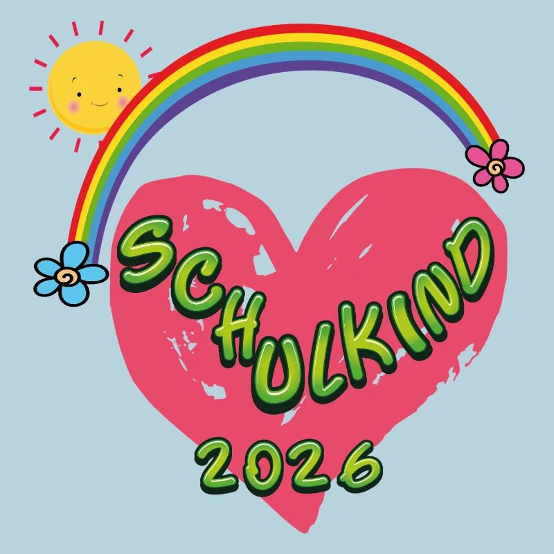Schulkind Herz Regenbogen 2026