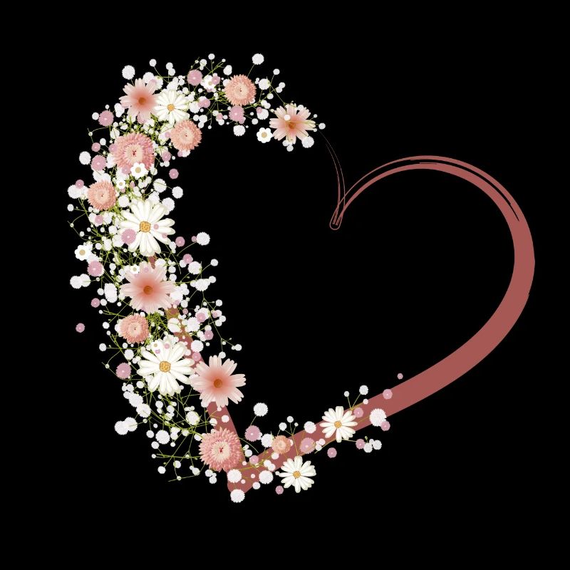 Coeur calligraphie embelli fleurs et souffle de bébé