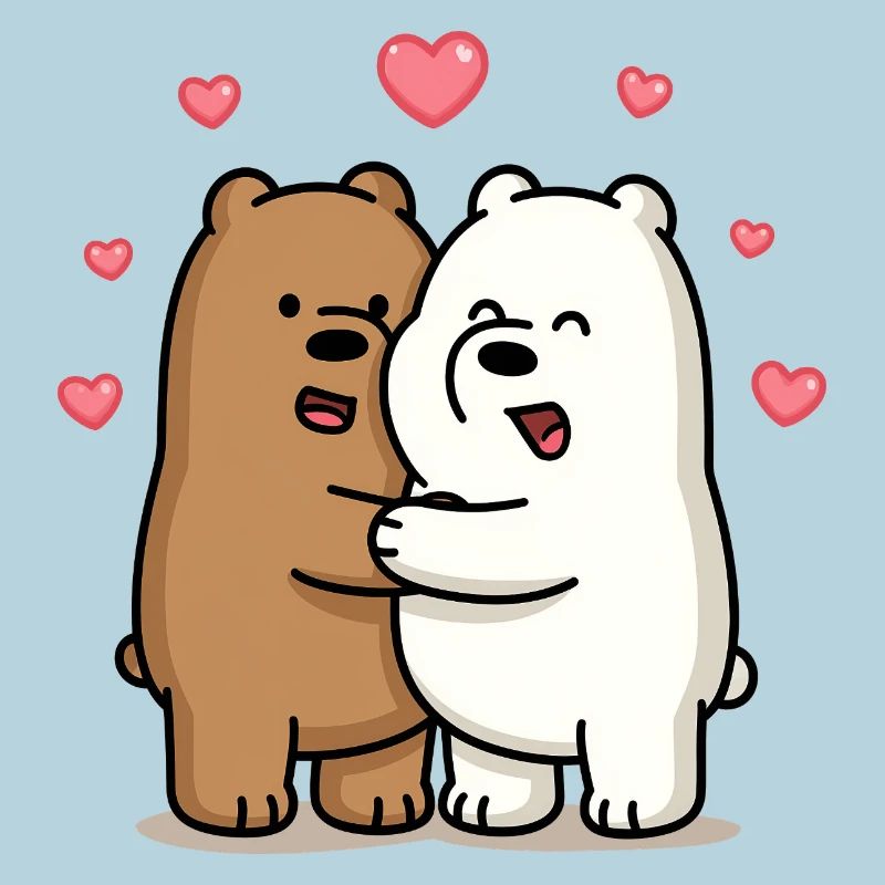 Hugging bears with hearts