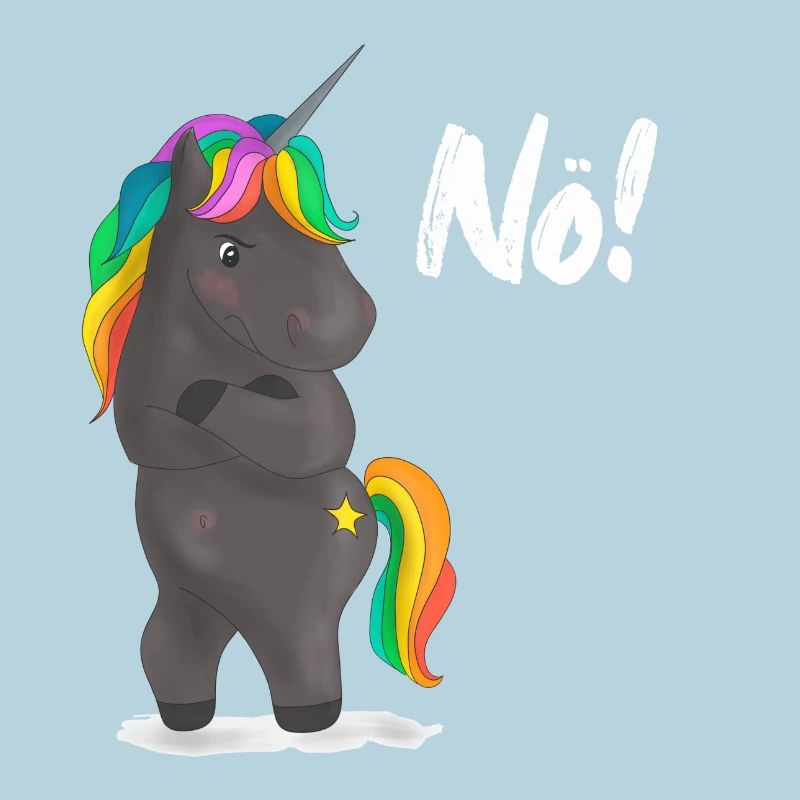 Verärgerter Regenbogen-Pony mit Witz