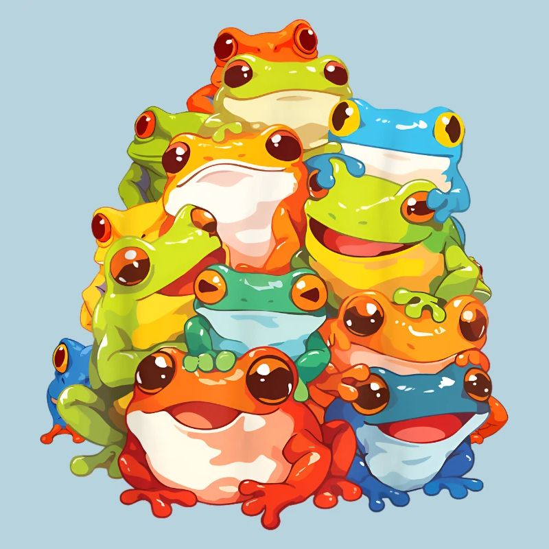 Bunte Frösche Ensemble Illustration