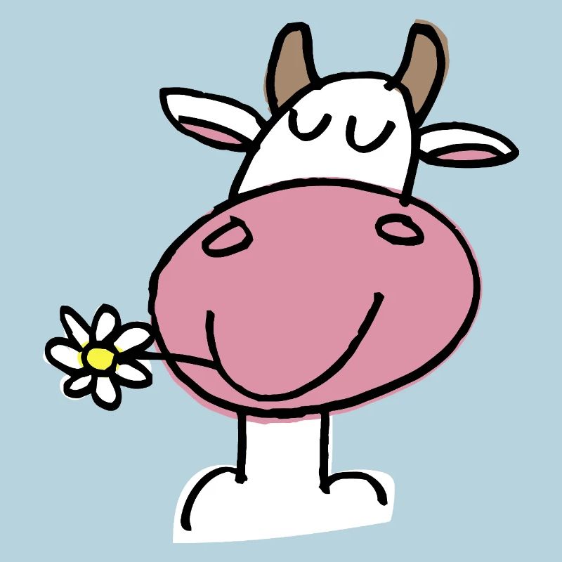 Vache Joyeuse et Fleur Délicate