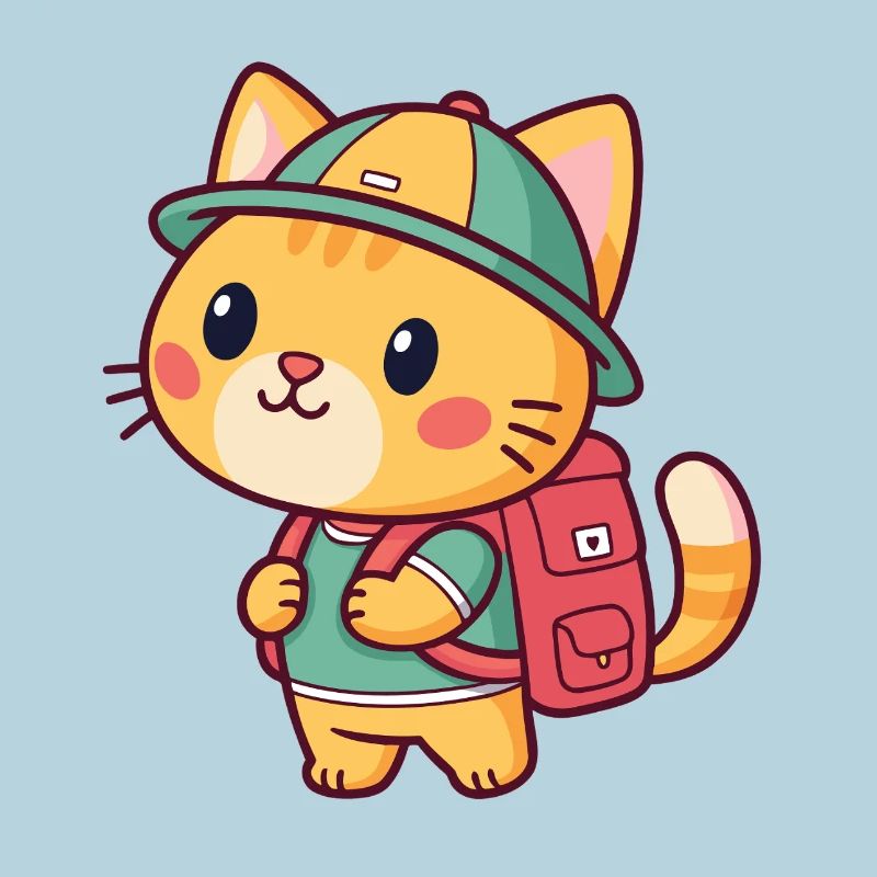 Explorer cat with backpack