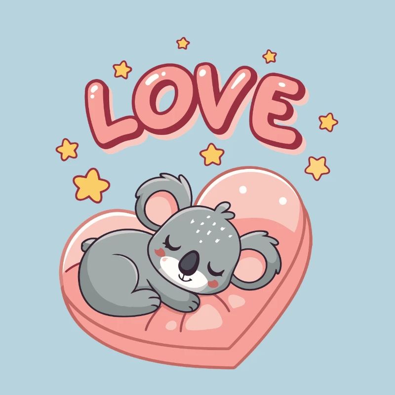 Koala sleeps on pastel heart