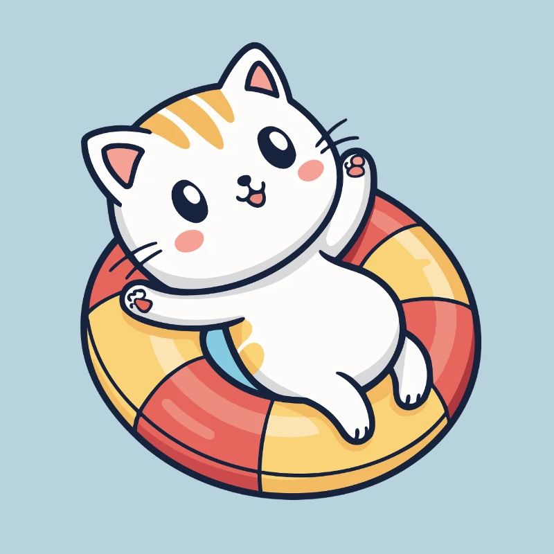Süße Katze auf Rettungsschwimmer