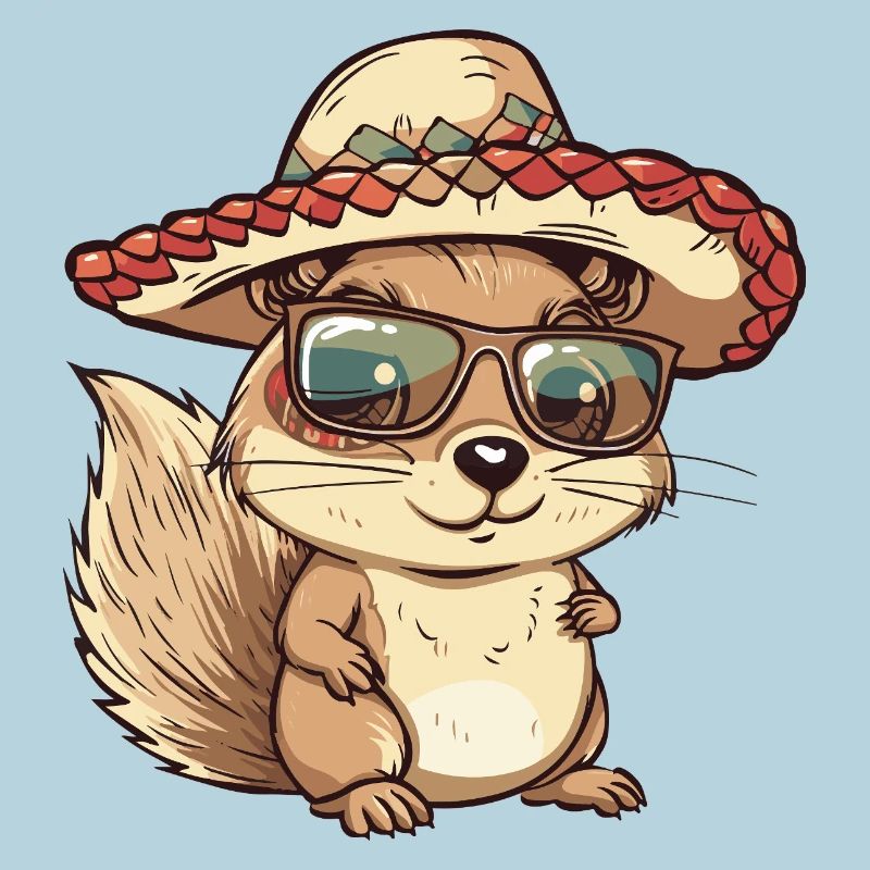Eichhörnchen Comic Lustig Sombrero