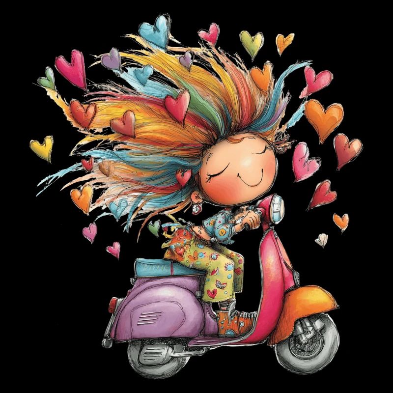 Rollerliebe - Mädchen auf Roller – bunter Sommer
