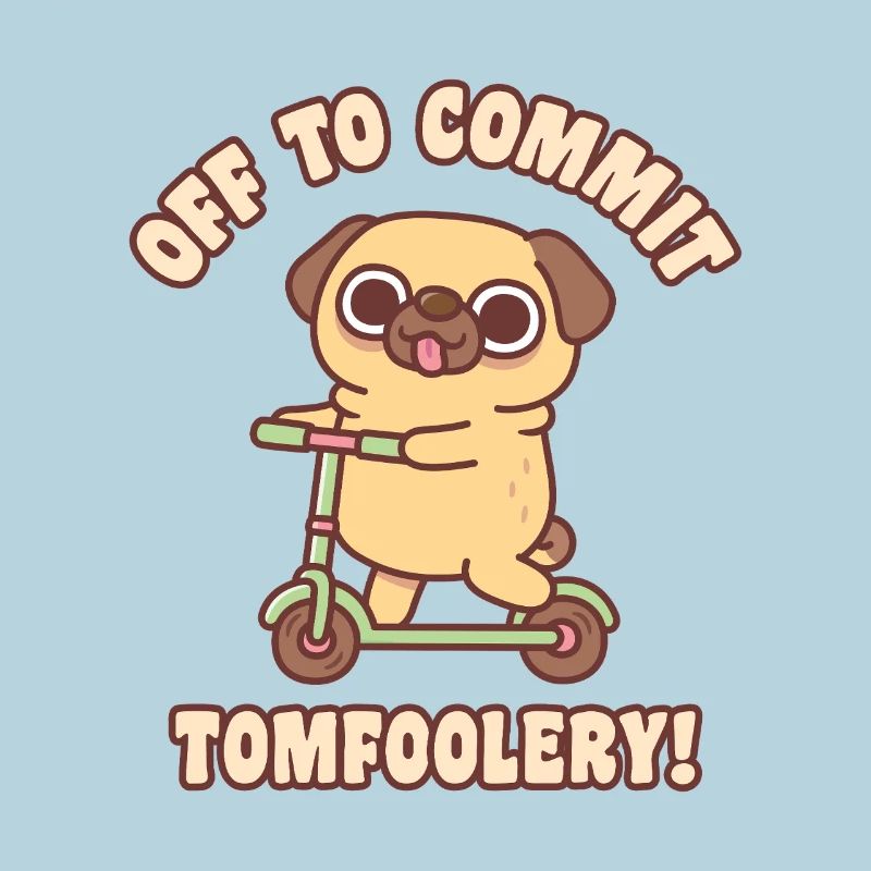 Cute Pug On Kick Scooter Off To Commit Tomfoolery