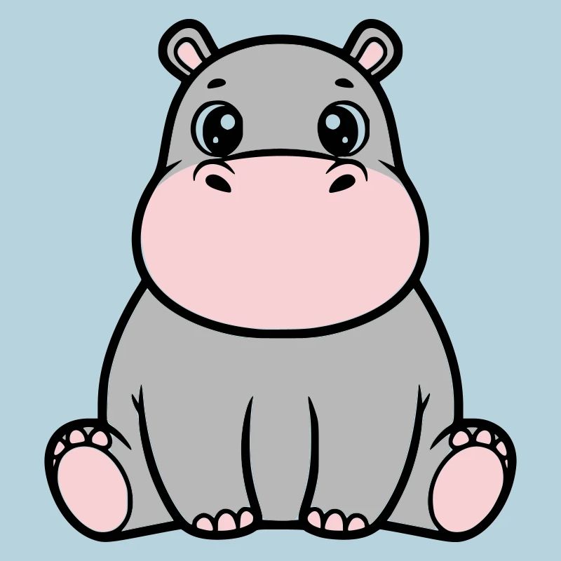 Süßes Baby Nilpferd Sitzend Kawaii