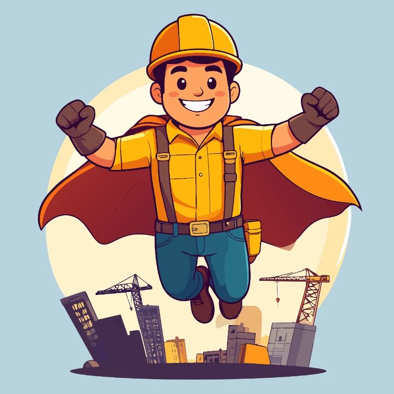 Bauhelden Superheld Bauarbeiter Held der Baustelle