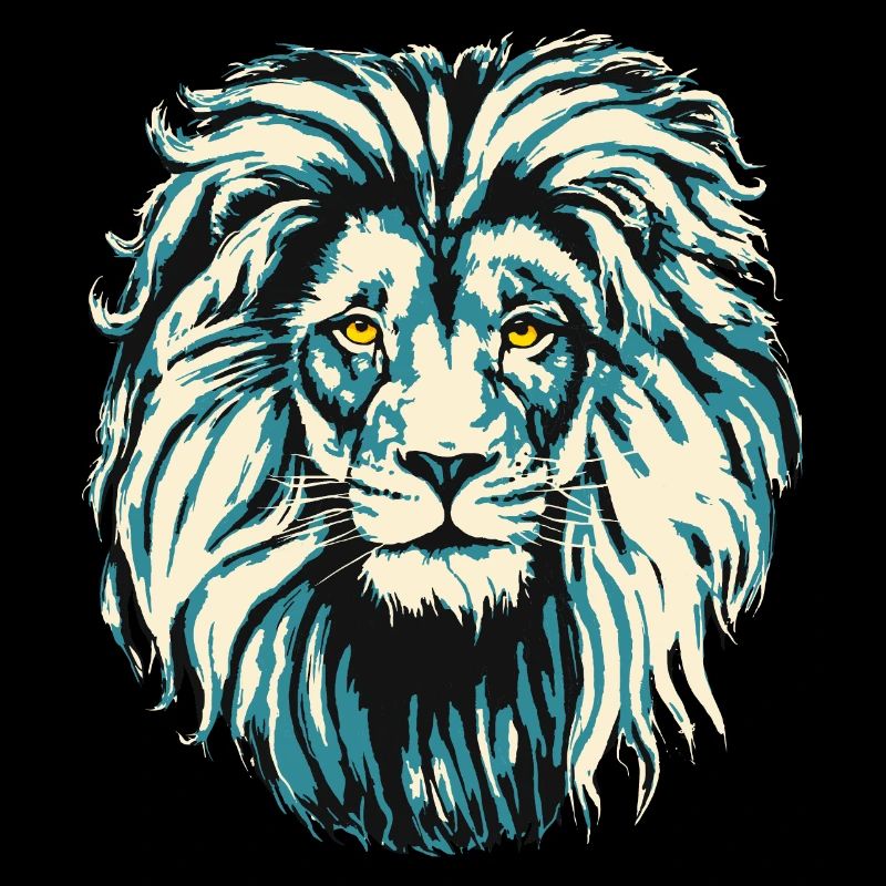 Lion's head with mane - Lion in blue - Wildcat