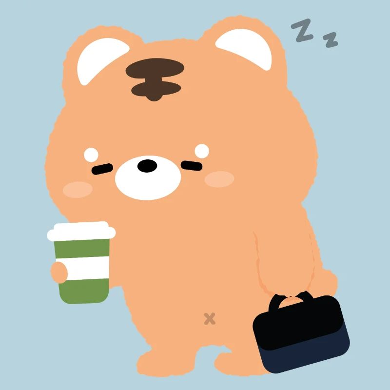 Kawaii Tiger mit Kaffeetasse