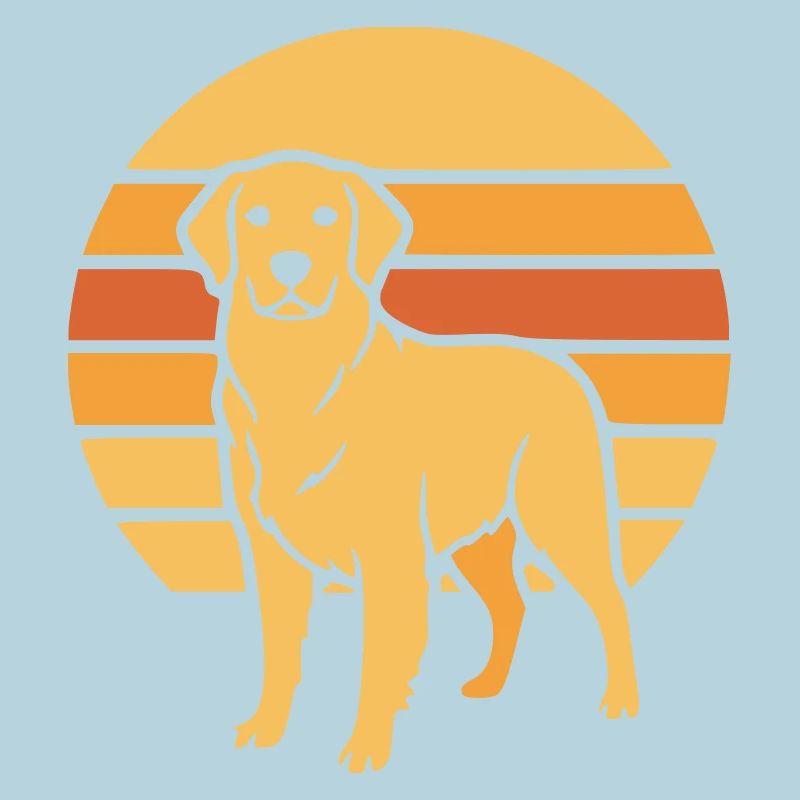 Hund Retro Sunset Flat Icon