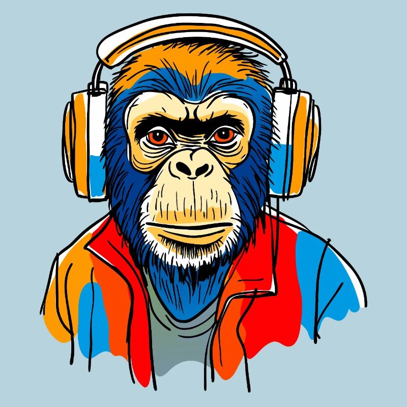 Singe avec casque