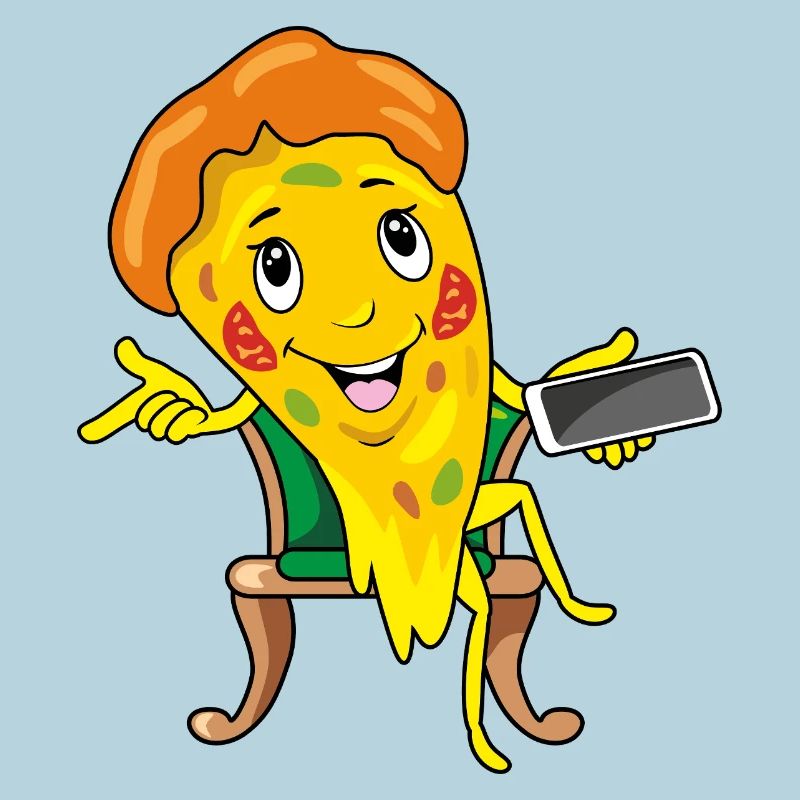 Une part de pizza de dessin animé prend commande