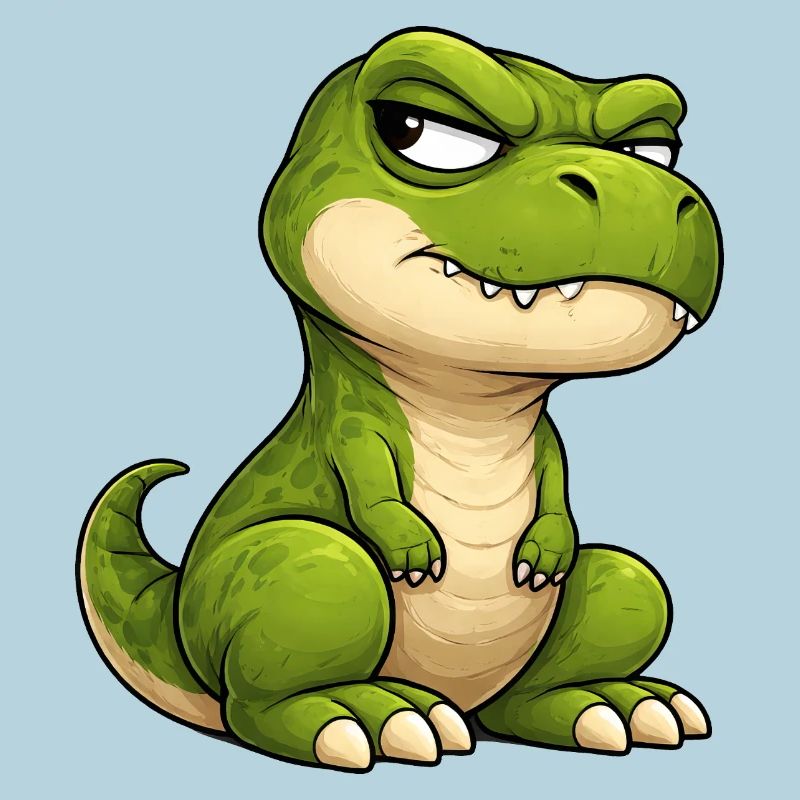 Grumpy T-Rex Cartoon Skeptical Look