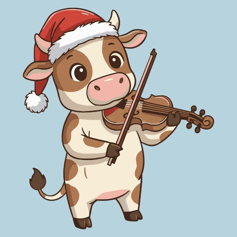 Weihnachtskuh-Farmtier spielt Geige