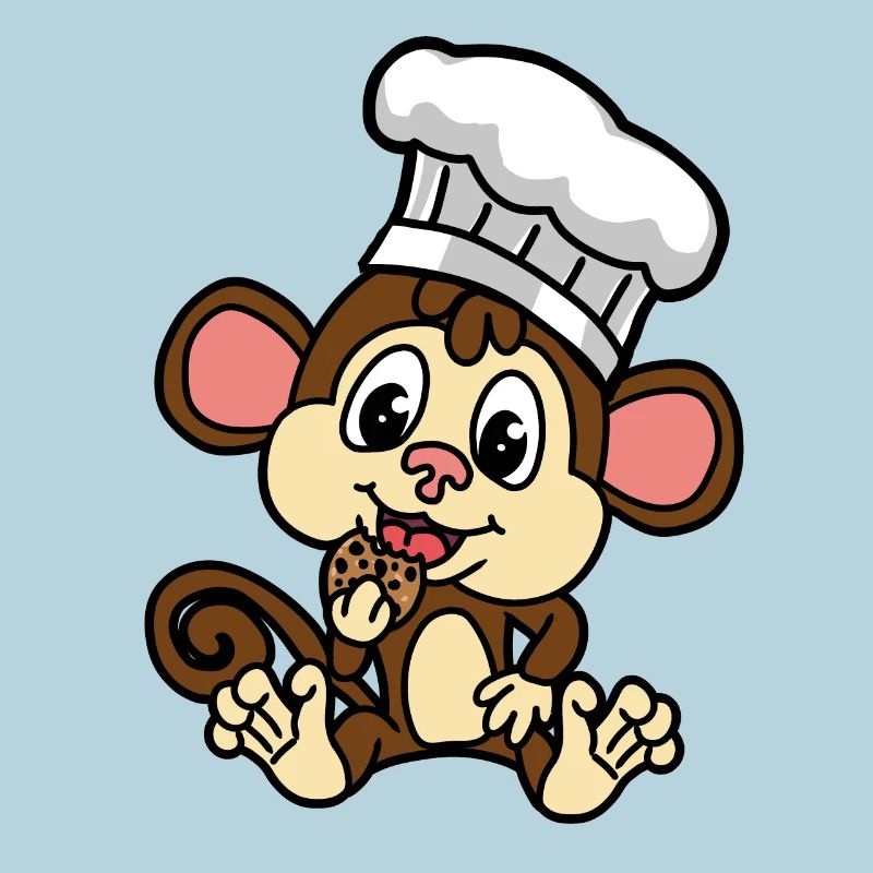 Drôle de petit singe avec biscuit petit baecker