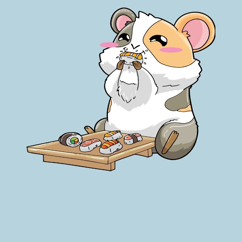 Drôle de cochon d’Inde mangeant des sushis