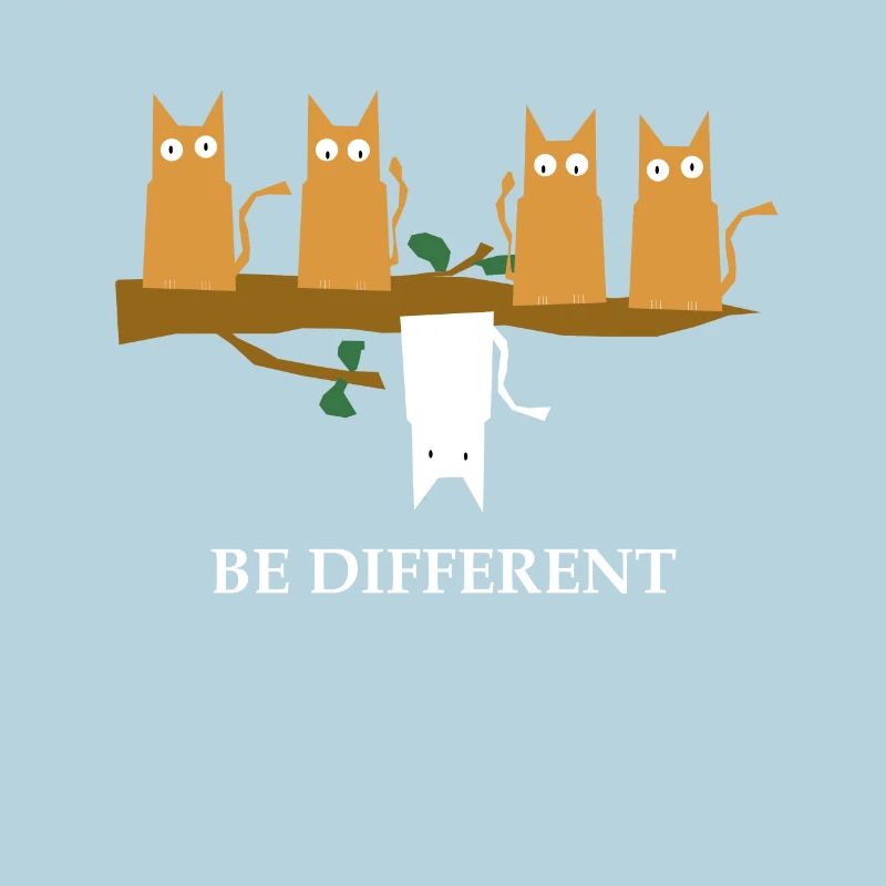 Be Different Funny Cats TShirt chat blanc
