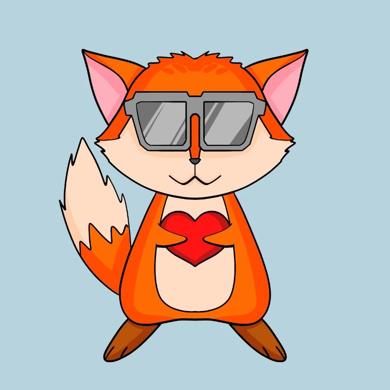 Fuchs mit Sonnenbrille und Herz