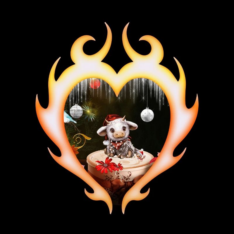 Mignonne vache de Noël avec oiseau