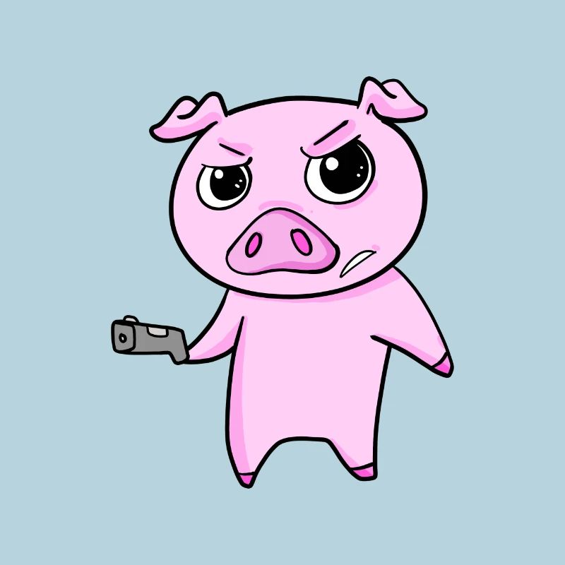 Schwein mit Pistole