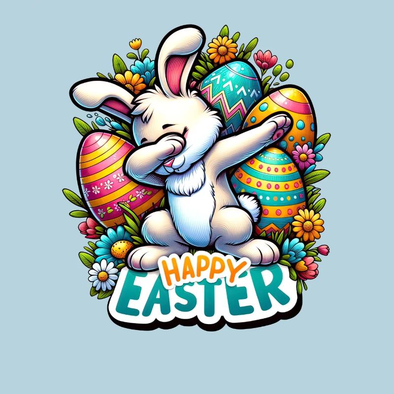 Joyeuses Pâques - Lapin de Pâques mignon avec pose de dab