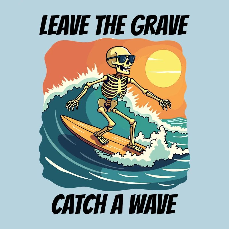 Surfing Surfing Skeleton Fun Cool Beach Vacation