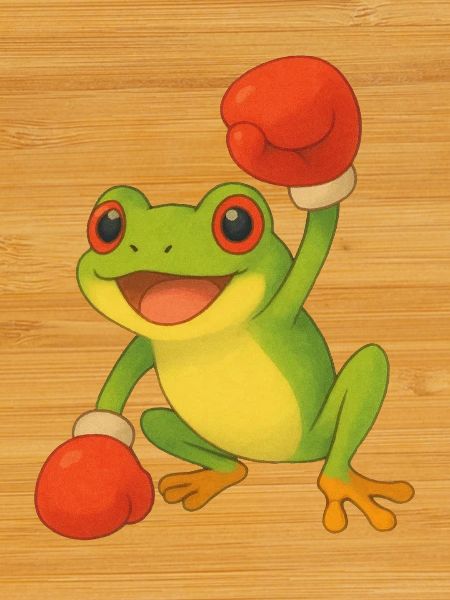Frosch mit Boxhandschuhen