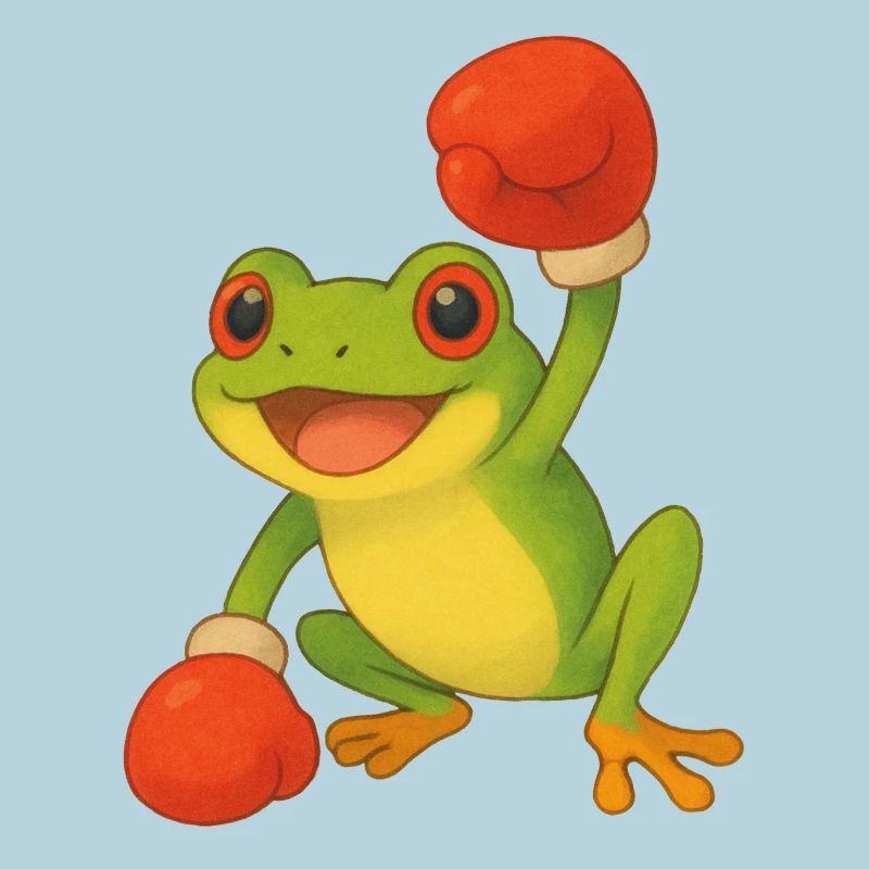 Frosch mit Boxhandschuhen