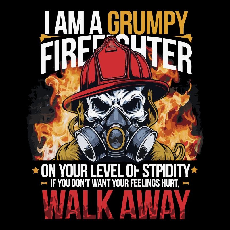 Grumpy Firefighter Skull Design